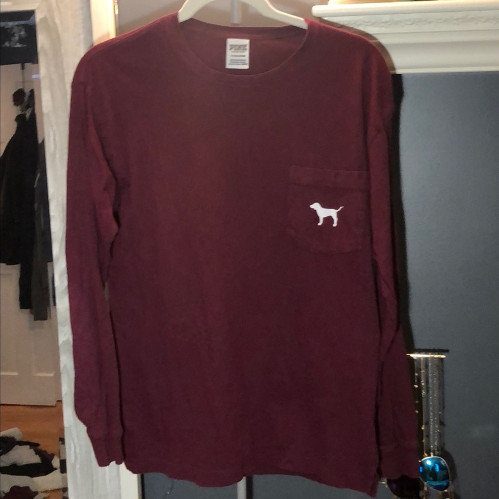 PINK victoria’s secret maroon long sleeve shirt